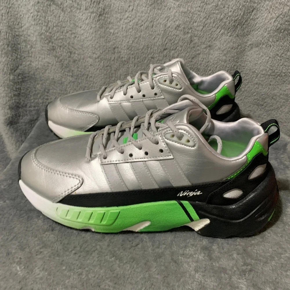 Adidas Kawasaki Ninja ZX22 Boost Silver Green Mens Sneakers GW2125 Size 8